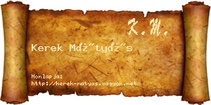 Kerek Mátyás névjegykártya